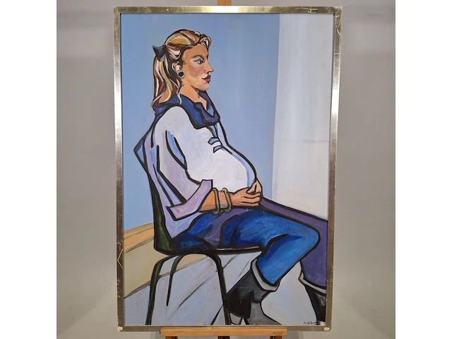 Acryl schilderij, maya wildevuur, zwangere vrouw - afbeelding 1 van  8