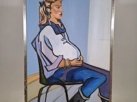 Acryl schilderij, maya wildevuur, zwangere vrouw - afbeelding 1 van  8