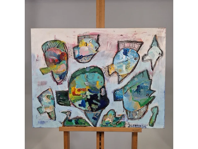 Acryl schilderij op doek, jeffrey tomasowa, zilvereendje, 2010 - afbeelding 1 van  6