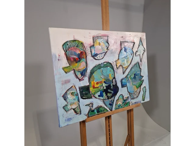 Acryl schilderij op doek, jeffrey tomasowa, zilvereendje, 2010 - afbeelding 2 van  6