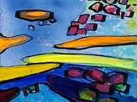 Acryl schilderij op doek maya wildevuur (1944-2023), abstract, bouwjaar 2004 - afbeelding 1 van  8