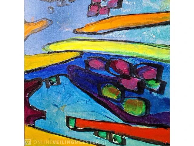 Acryl schilderij op doek maya wildevuur (1944-2023), abstract, bouwjaar 2004 - afbeelding 5 van  8