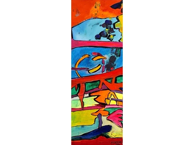 Acryl schilderij op doek maya wildevuur (1944-2023), abstract ii, bouwjaar 2004 - afbeelding 1 van  9