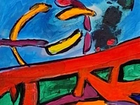 Acryl schilderij op doek maya wildevuur (1944-2023), abstract ii, bouwjaar 2004 - afbeelding 1 van  9
