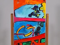 Acryl schilderij op doek maya wildevuur (1944-2023), abstract ii, bouwjaar 2004 - afbeelding 3 van  9