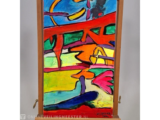 Acryl schilderij op doek maya wildevuur (1944-2023), abstract ii, bouwjaar 2004 - afbeelding 4 van  9