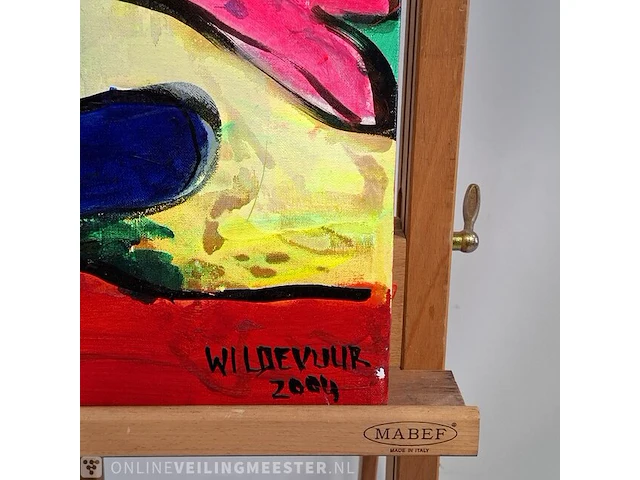Acryl schilderij op doek maya wildevuur (1944-2023), abstract ii, bouwjaar 2004 - afbeelding 6 van  9