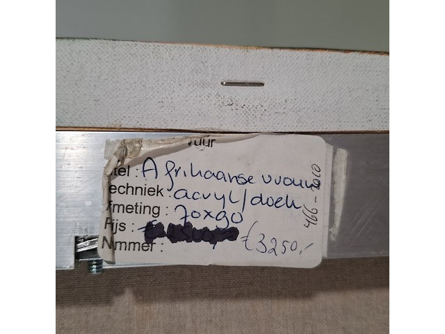 Acryl schilderij op doek, maya wildevuur (1944-2023), afrikaanse vrouw, 2001 - afbeelding 8 van  8