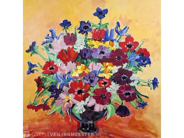Acryl schilderij op doek maya wildevuur (1944-2023), boeket, bouwjaar 1997 - afbeelding 1 van  10