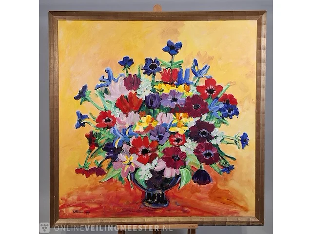 Acryl schilderij op doek maya wildevuur (1944-2023), boeket, bouwjaar 1997 - afbeelding 3 van  10