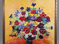Acryl schilderij op doek maya wildevuur (1944-2023), boeket, bouwjaar 1997 - afbeelding 3 van  10