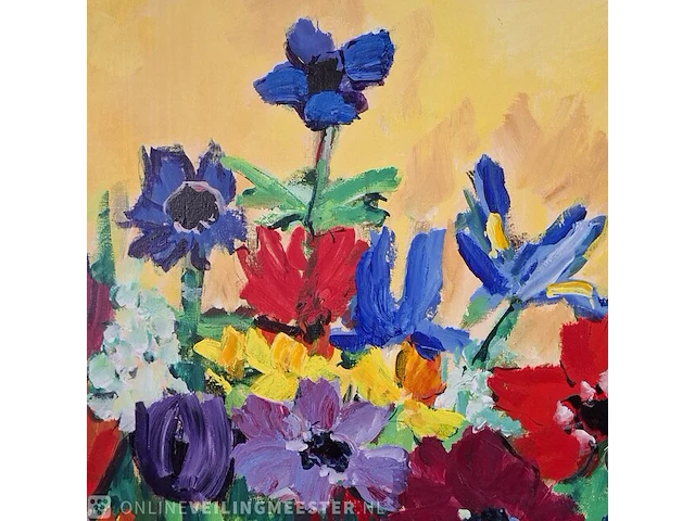 Acryl schilderij op doek maya wildevuur (1944-2023), boeket, bouwjaar 1997 - afbeelding 4 van  10
