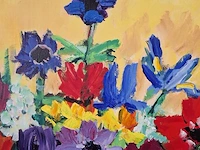 Acryl schilderij op doek maya wildevuur (1944-2023), boeket, bouwjaar 1997 - afbeelding 4 van  10