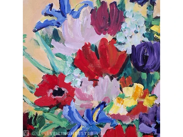 Acryl schilderij op doek maya wildevuur (1944-2023), boeket, bouwjaar 1997 - afbeelding 5 van  10