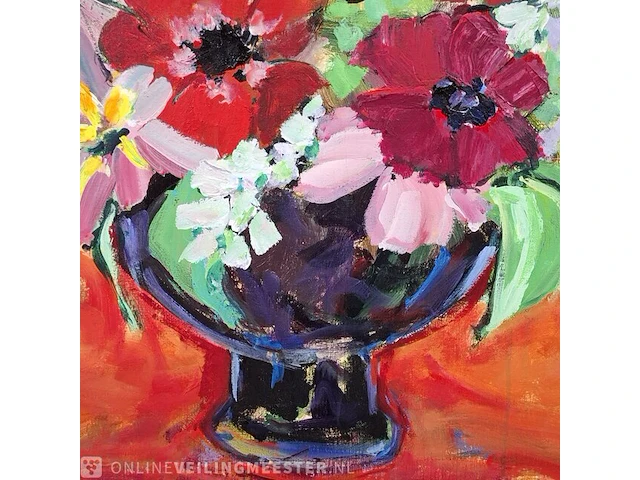 Acryl schilderij op doek maya wildevuur (1944-2023), boeket, bouwjaar 1997 - afbeelding 7 van  10