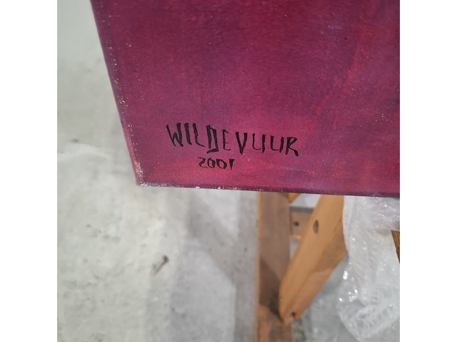 Acryl schilderij op doek, maya wildevuur (1944-2023), meisje met rietje, 2001 - afbeelding 6 van  8