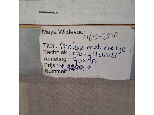 Acryl schilderij op doek, maya wildevuur (1944-2023), meisje met rietje, 2001 - afbeelding 8 van  8