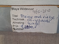 Acryl schilderij op doek, maya wildevuur (1944-2023), meisje met rietje, 2001 - afbeelding 8 van  8