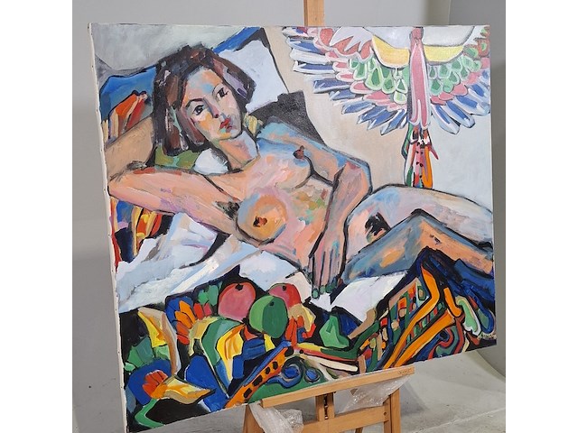 Acryl schilderij op doek, maya wildevuur (1944-2023), nicole, 1988 - afbeelding 3 van  7