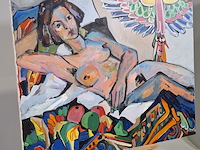 Acryl schilderij op doek, maya wildevuur (1944-2023), nicole, 1988 - afbeelding 3 van  7
