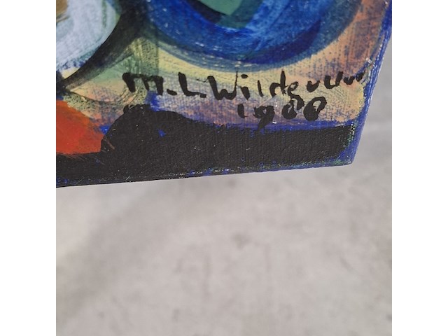 Acryl schilderij op doek, maya wildevuur (1944-2023), nicole, 1988 - afbeelding 5 van  7