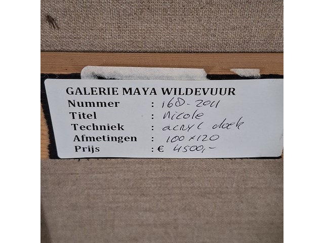 Acryl schilderij op doek, maya wildevuur (1944-2023), nicole, 1988 - afbeelding 7 van  7