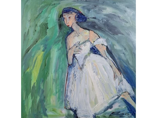 Acryl schilderij op doek maya wildevuur (1944-2023), portret, bouwjaar 1995 - afbeelding 1 van  10