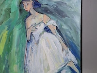 Acryl schilderij op doek maya wildevuur (1944-2023), portret, bouwjaar 1995 - afbeelding 5 van  10