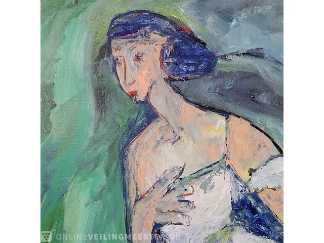 Acryl schilderij op doek maya wildevuur (1944-2023), portret, bouwjaar 1995 - afbeelding 6 van  10