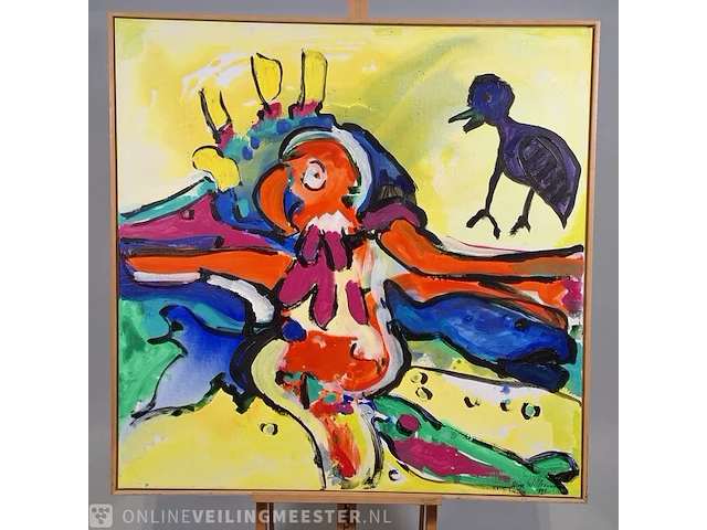 Acryl schilderij op doek maya wildevuur (1944-2023), vogels, bouwjaar 1992 - afbeelding 5 van  12