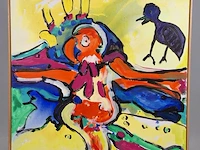 Acryl schilderij op doek maya wildevuur (1944-2023), vogels, bouwjaar 1992 - afbeelding 5 van  12