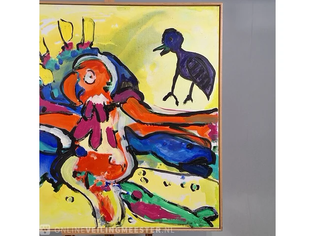 Acryl schilderij op doek maya wildevuur (1944-2023), vogels, bouwjaar 1992 - afbeelding 7 van  12