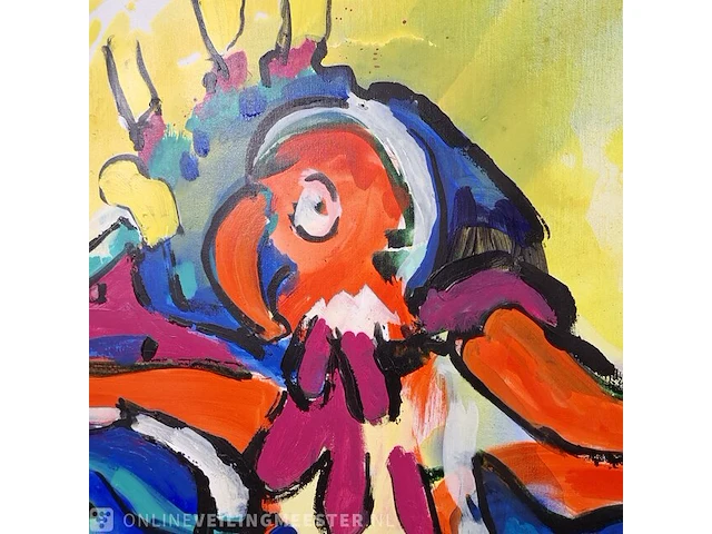Acryl schilderij op doek maya wildevuur (1944-2023), vogels, bouwjaar 1992 - afbeelding 8 van  12