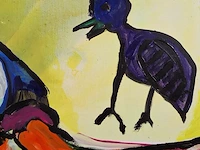 Acryl schilderij op doek maya wildevuur (1944-2023), vogels, bouwjaar 1992 - afbeelding 9 van  12