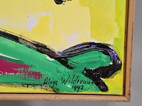 Acryl schilderij op doek maya wildevuur (1944-2023), vogels, bouwjaar 1992 - afbeelding 10 van  12