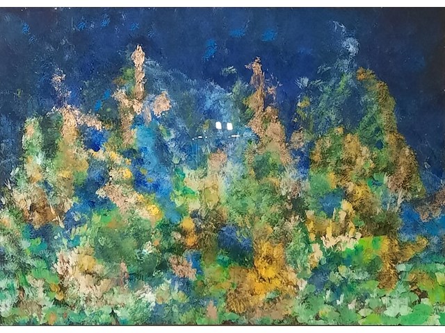 Acryl schilderij op paneel, maya wildevuur (1944-2023), abstract, 1989 - afbeelding 1 van  9