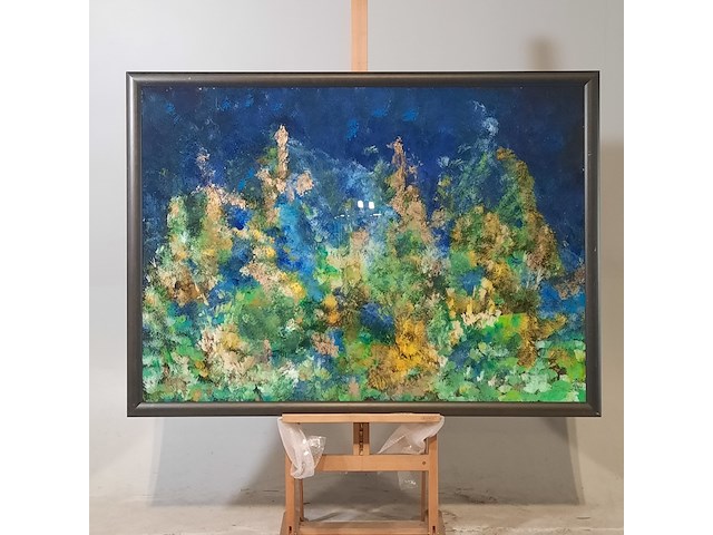 Acryl schilderij op paneel, maya wildevuur (1944-2023), abstract, 1989 - afbeelding 2 van  9