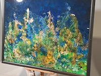 Acryl schilderij op paneel, maya wildevuur (1944-2023), abstract, 1989 - afbeelding 4 van  9