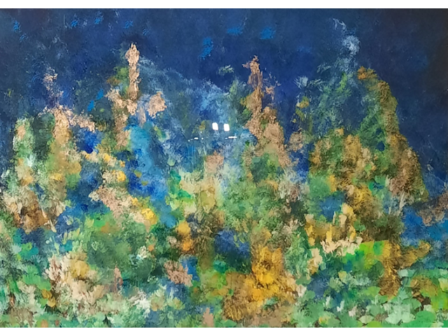 Acryl schilderij op paneel, maya wildevuur (1944-2023), abstract, 1989 - afbeelding 9 van  9