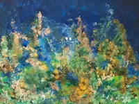 Acryl schilderij op paneel, maya wildevuur (1944-2023), abstract, 1989 - afbeelding 9 van  9