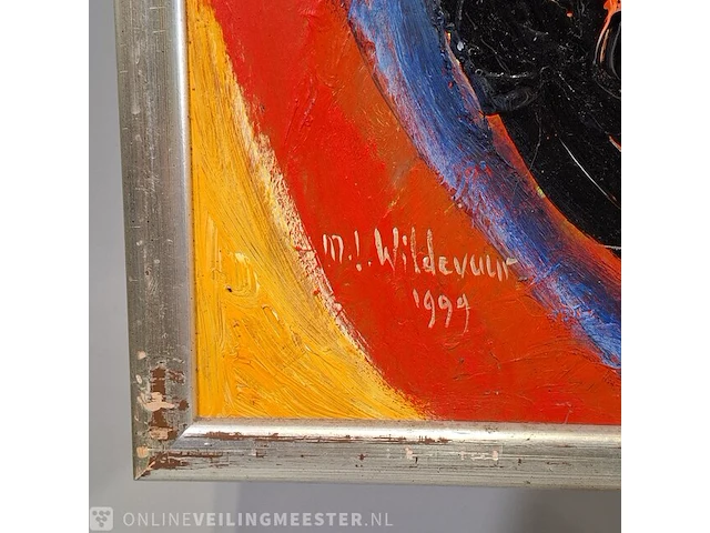 Acryl schilderij op paneel maya wildevuur (1944-2023), abstract, bouwjaar 1999 - afbeelding 9 van  12