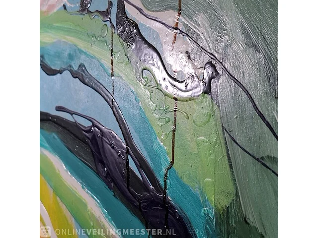 Acryl schilderij op paneel maya wildevuur (1944-2023), abstract, bouwjaar 1999 - afbeelding 10 van  12
