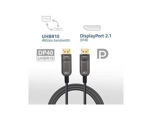 Act 20 meter 8k displayport 2.1 dp40 uhbr10 lszh active optical cable (aoc) - afbeelding 3 van  3