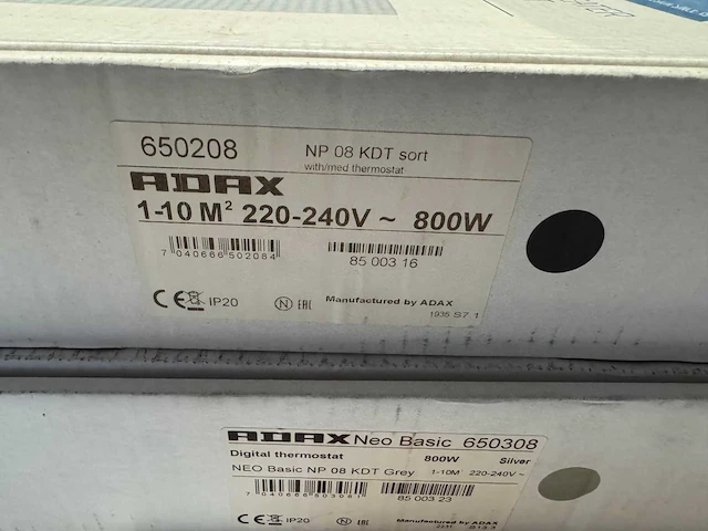 Adax - neo basic np 08 kdt - elektrische convector warmtepaneel (2x) - afbeelding 3 van  4
