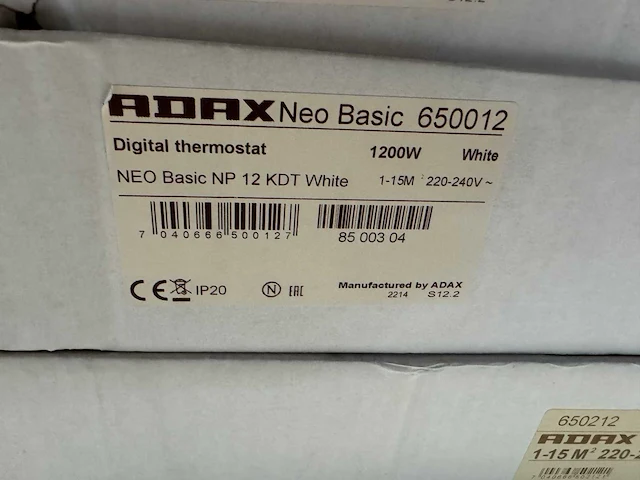 Adax - neo basic np 12 kdt - elektrische convector warmtepaneel (4x) - afbeelding 4 van  6