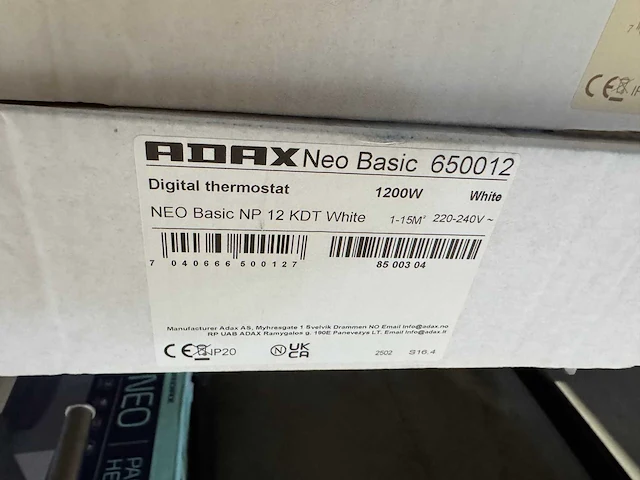 Adax - neo basic np 12 kdt - elektrische convector warmtepaneel (4x) - afbeelding 6 van  6