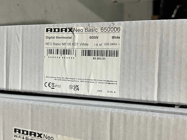 Adax - neo h20 kwt - elektrische convector warmtepaneel (3x) - afbeelding 2 van  4