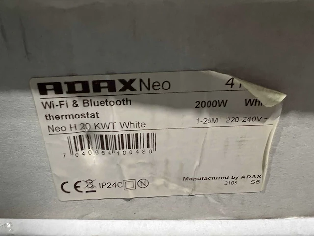 Adax - neo h20 kwt - elektrische convector warmtepaneel (4x) - afbeelding 4 van  5