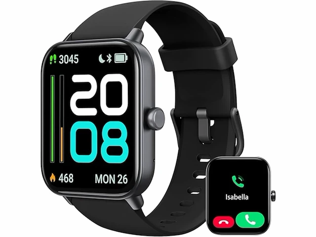 Aeac dames smartwatch met telefoonfunctie 1,8 ip68 zwart - afbeelding 1 van  1