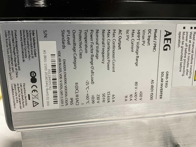 Aeg - as-ir01-1000 - omvormer - afbeelding 4 van  7